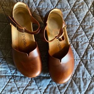 Papillo by Birkenstock Mary Leather Wedge, Dark Brown. Rarely worn.